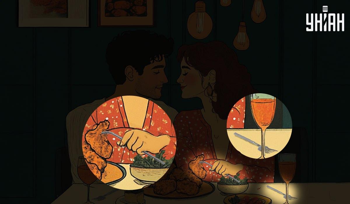 Nuotrauka su pažymėta klaida: mergina valgo vištieną su šiaudeliu