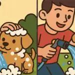 IQ testas: raskite 3 skirtumus berniuko ir šuns paveikslėlyje per